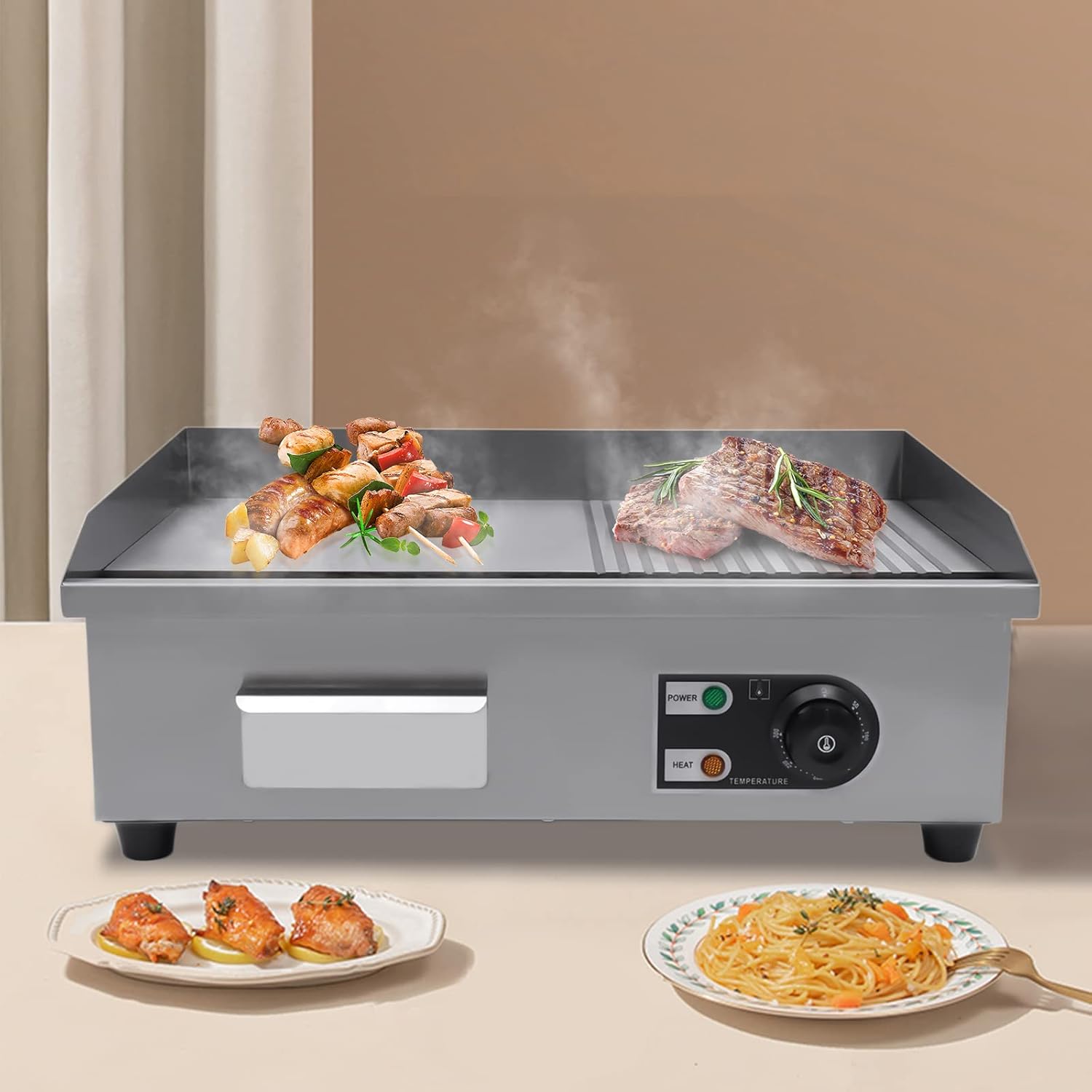 22" Commercial Griddle Electric Flat Top Grill, 110V