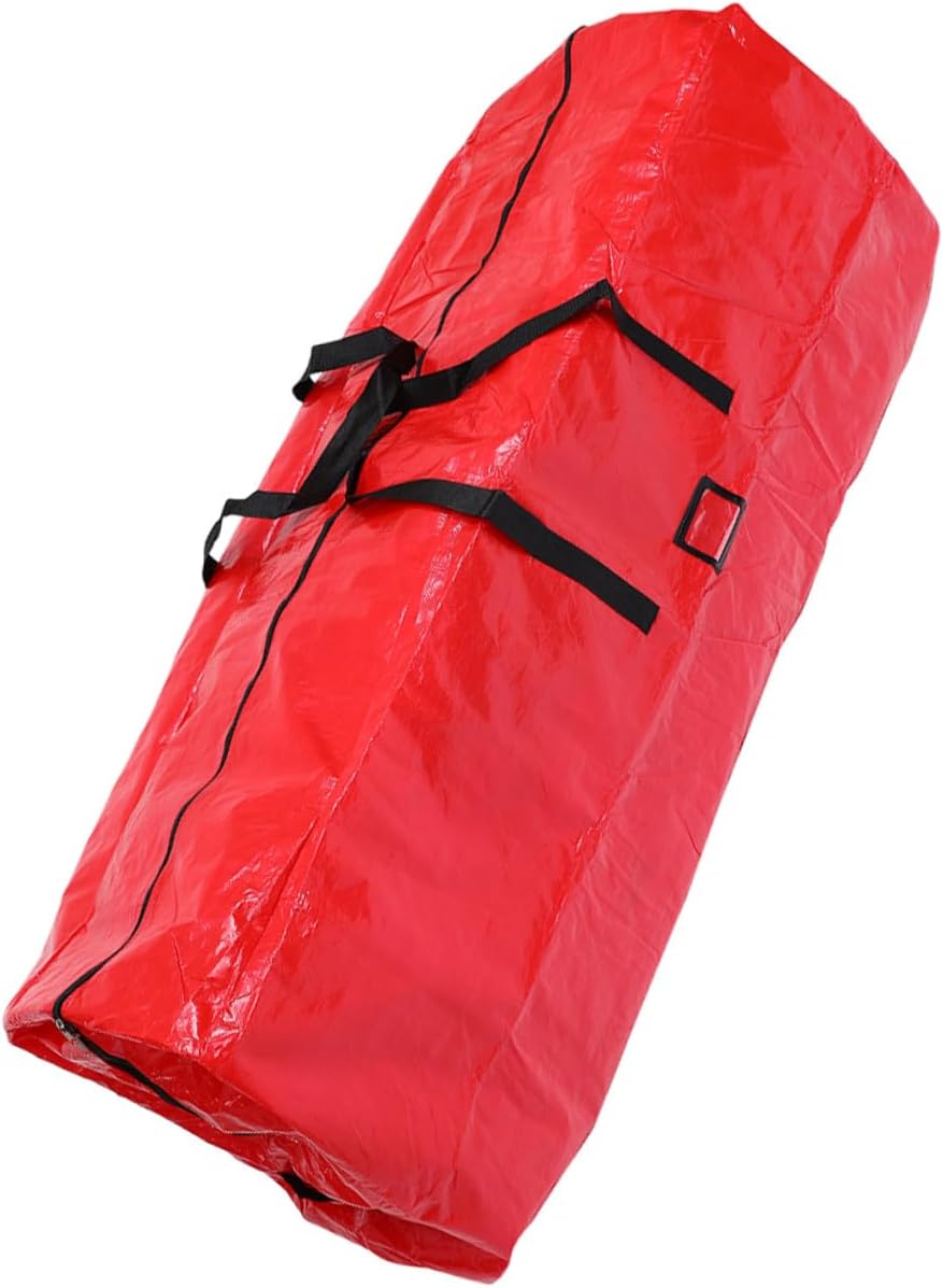 Homoyoyo Waterproof Christmas Tree Storage Bag 165.1x38.1x76.2cm Red Sturdy Tree Storage Pouch Dustproof Carrier with Handles for Holiday Decoration Organization