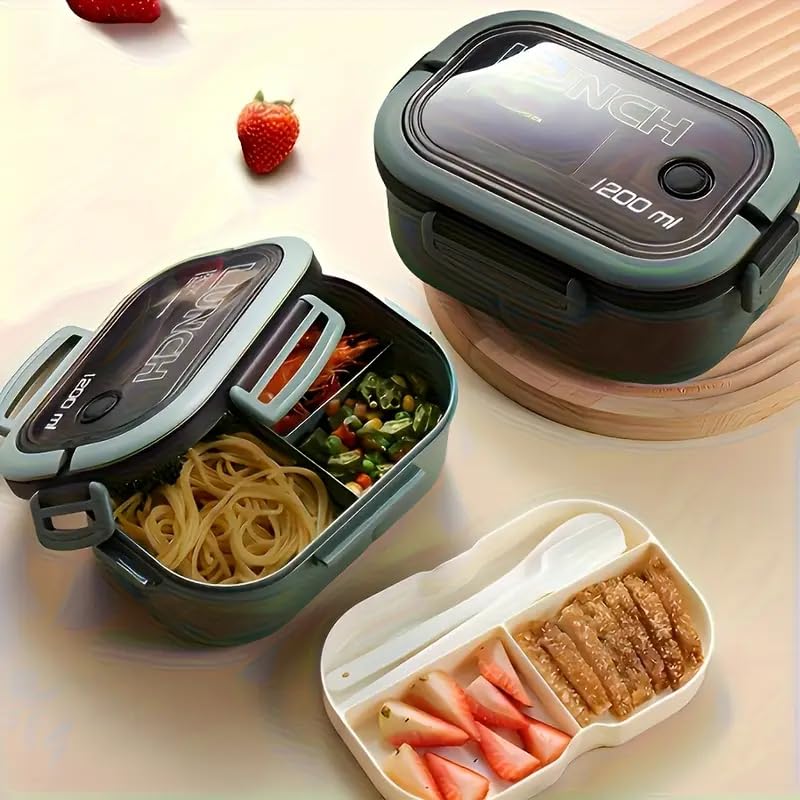 2 Katlı Taşınabilir 6 bölmeli Yemek Kabı ve Lunch Box Diyet Beslenme Kutusu Saklama Kabı Çatal Kaşıklı Sefer Tası