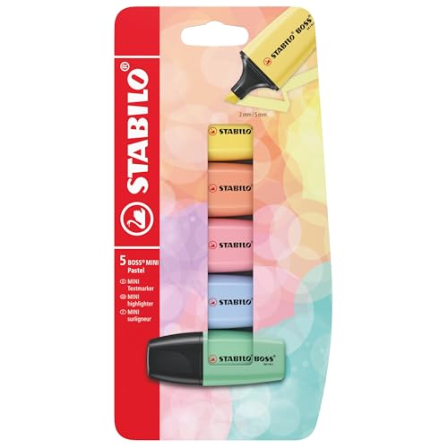 STABILO Marcador BOSS MINI Pastel – Pack con 5 colores