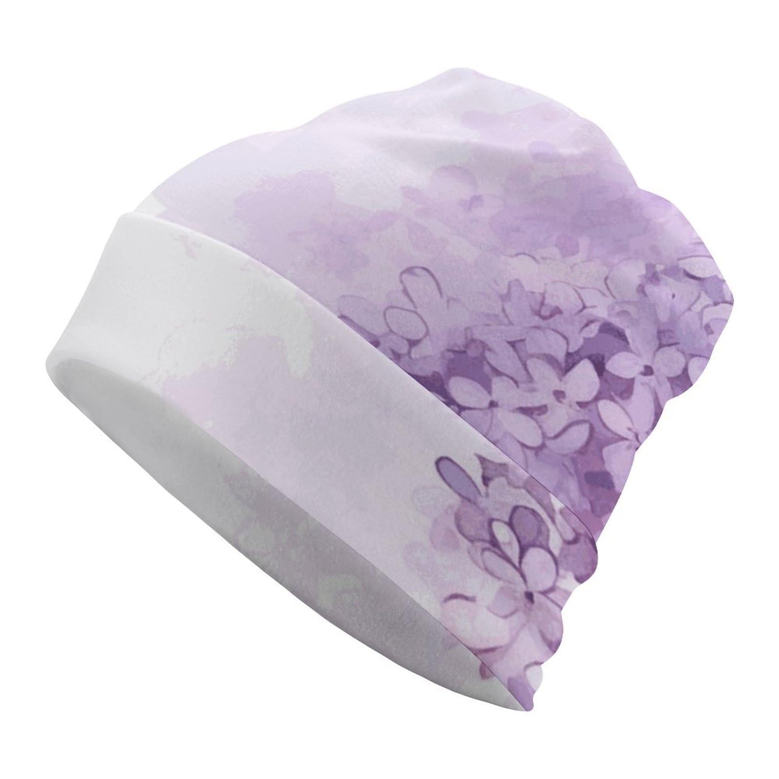 Lilac Flowers in Blossom Beanie Hats for Men Women Warm Cozy Knitted Ski Skull Caps Slouchy Cuffed Beanie Winter Hats