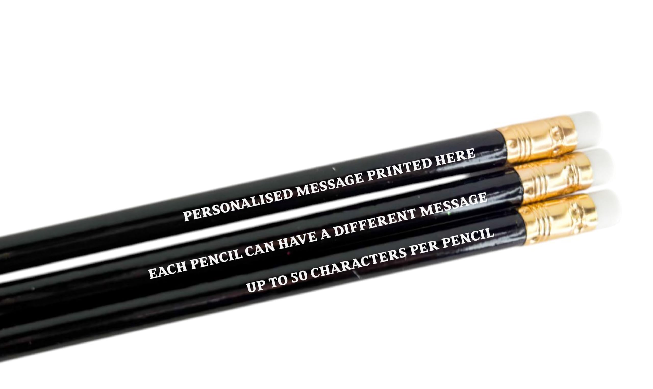 Personalised Pencils - Choice of Colours and Quantities (Black, 3 Pencils)