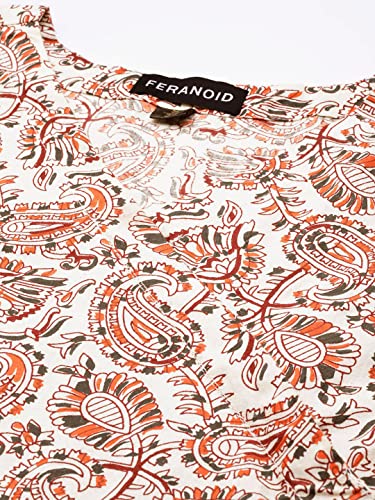 Image of feranoid Floral Print Angrakha 3 Sleeves Flared Kurti
