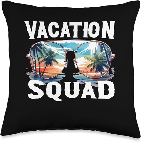 Vacation Squad Sunglasses Ocean Island Summer Gift Vacation Squad  Sunglasses Ocean Island  Summer Throw Pillow, 16x16, Multicolor