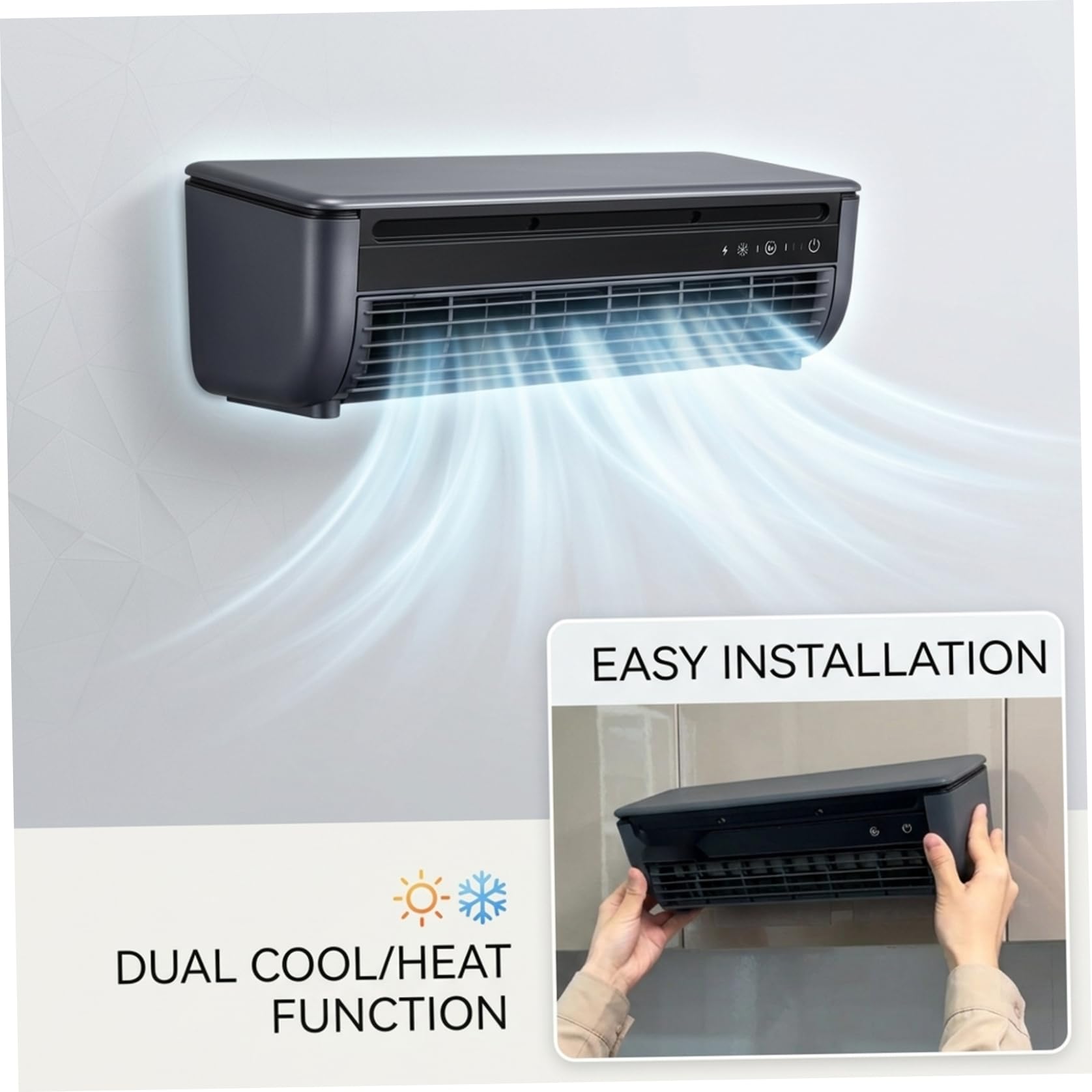 Mini climatiseur mural avec refroidissement rapide et batterie de 6000 mAh, refroidisseur USB portable avec télécommande pour cuisine, dortoir, bureau, unité AC murale