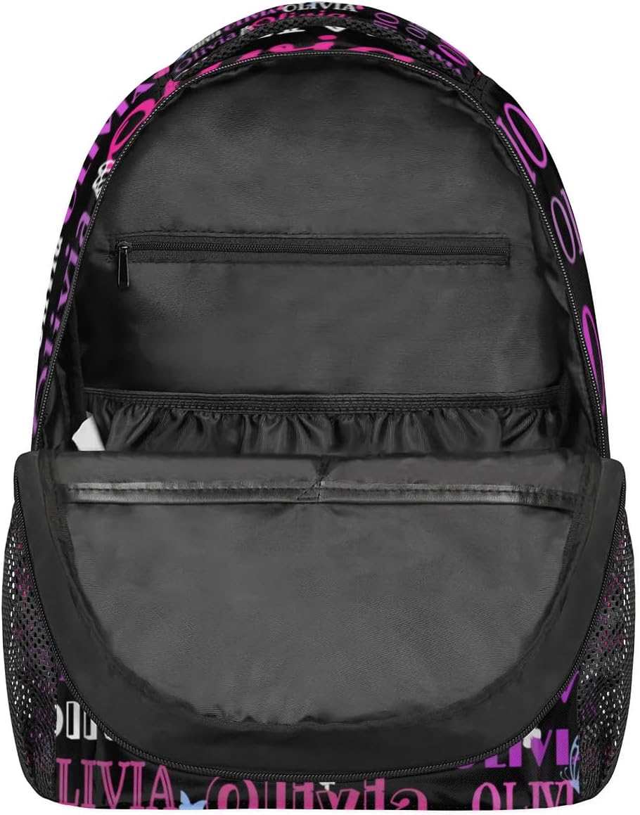 Personalized Backpack with Name Waterproof Bag for Birthday Holiday Gift Colorful Name and Butterflies for Women