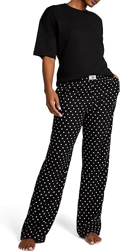 Victoria's Secret Women's Tee Pajama Set, Short Sleeve T-Shirt & Flannel Pants