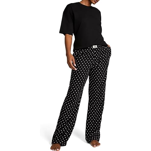 Victoria's Secret Tee Pajama Set, Short Sleeve Cotton T Shirt and Flannel Pants, Sleepwear for Women (XS-XXL)