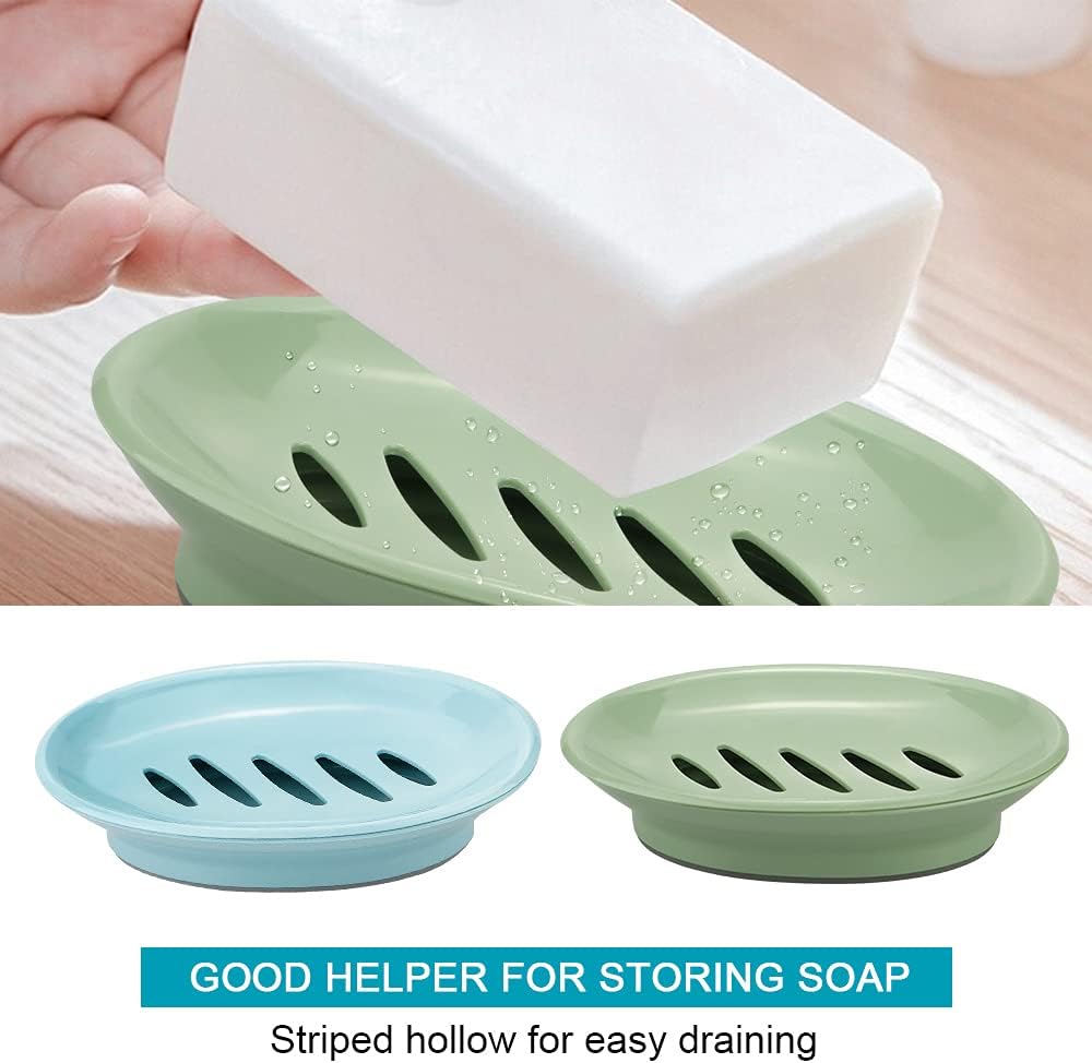 2 Pack Self Draining Soap Dish Holder Double Layer for Bathroom