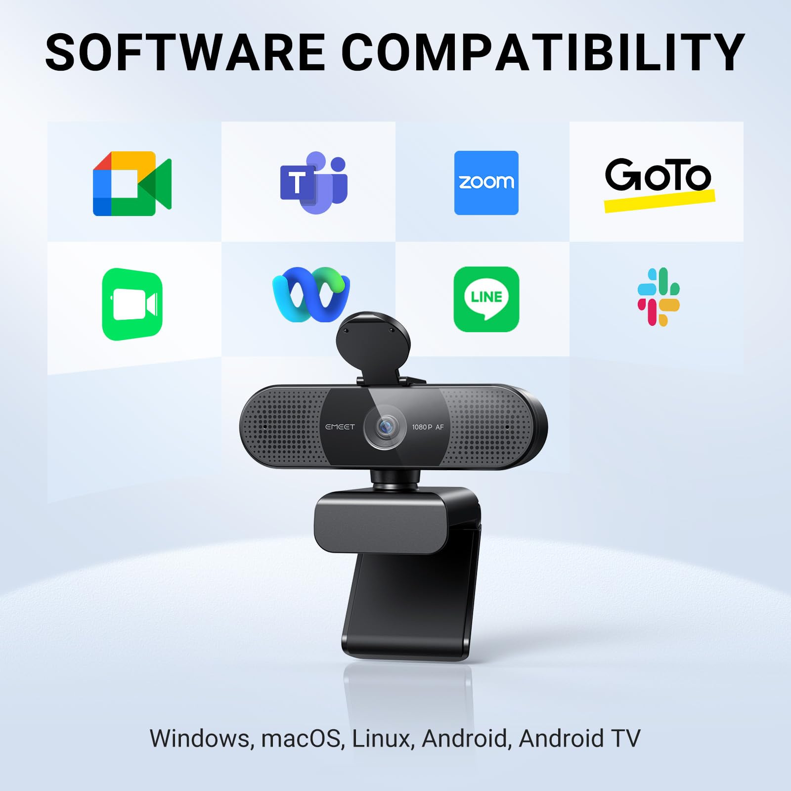 EMEET  Webcam with Microphone, C960 Web Camera, 2 Mics Streaming Webcam, 90°FOV Computer Camera, Plug and Play USB Web Cam for Online Calling/Conferencing, Zoom/Teams/Facetime/YouTube, Laptop/PC: 1080P AF