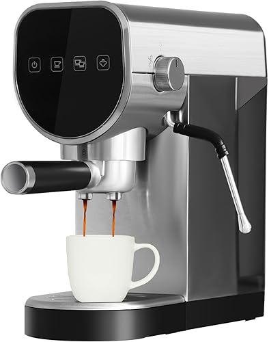 Máquina de café espresso compacta con bomba de 20 bares, máquina profesional de capuchino con espumador de leche, máquina de café espresso de acero
