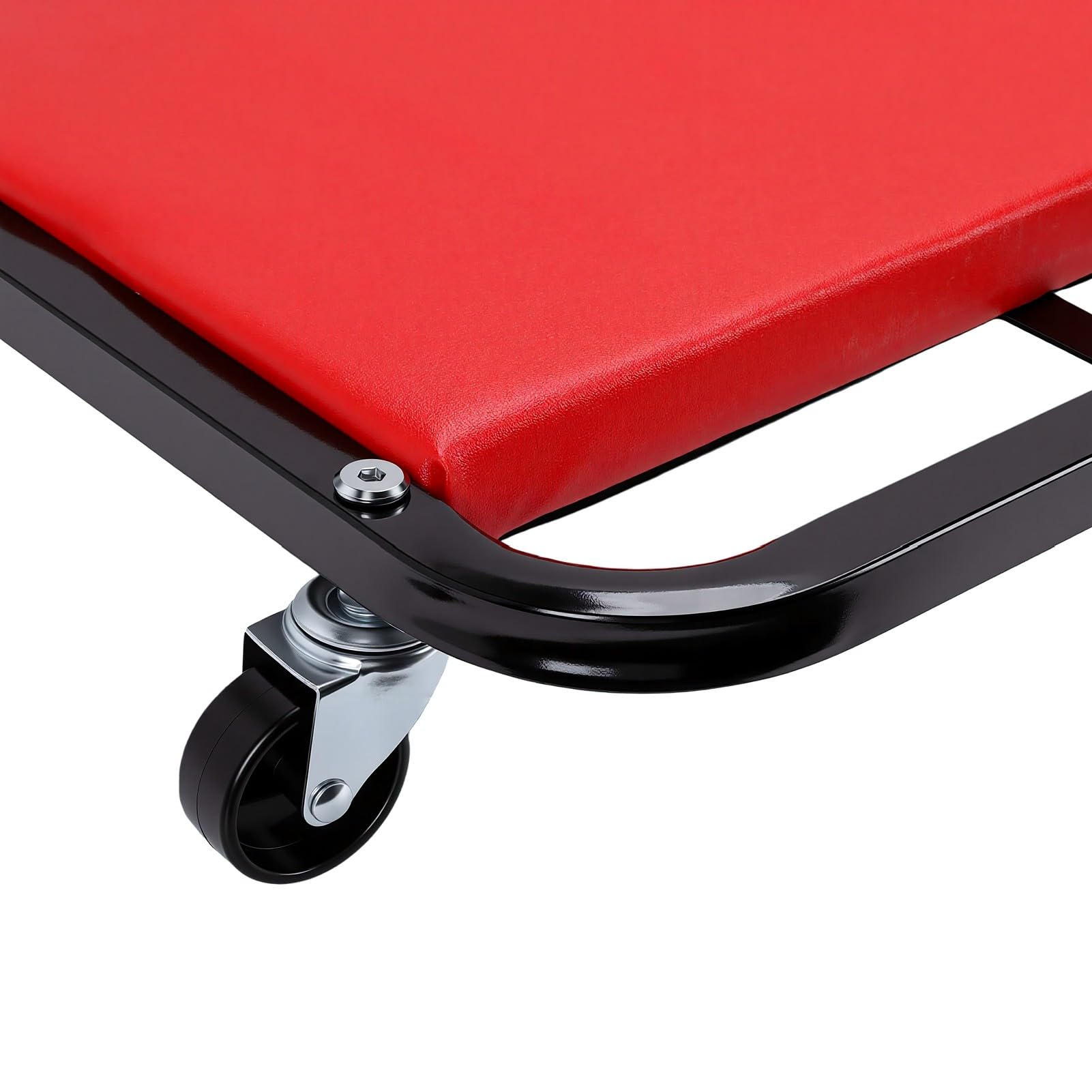 Tbest Camilla Rodante Plegable para Mecánico, Asiento Rodante bajo Perfil 3 en 1 con 6 Ruedas Giratorias de 360 Grados for Reparaciones de Coches en Garaje (Rojo)