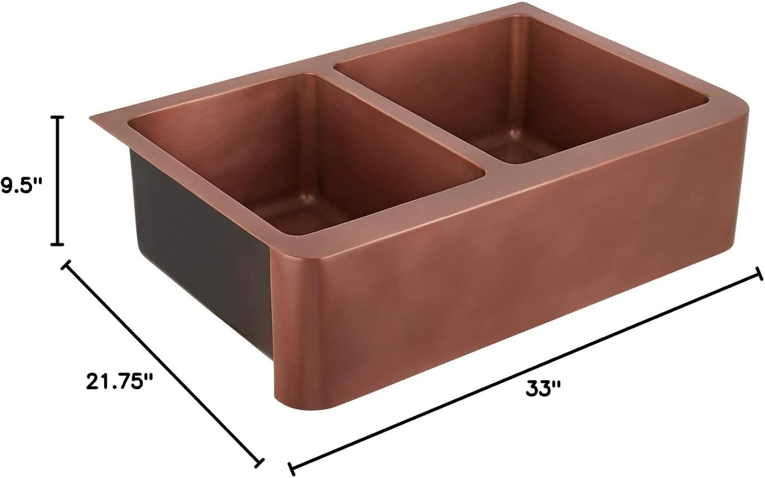Signature Hardware 318910 Aberdeen 33" Farmhouse 60/40 Double Basin Copper Kitchen Sink