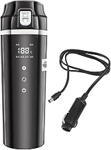 Amagogo Car Kettle Boiler Electric Portable Heated Water Kettle Insulated Stainless Steel Cup Temperature Display Auto Heating Suitable for Travel Camping SCH, Black
