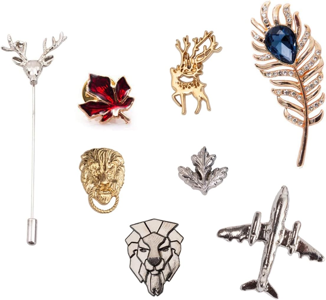 Combo of Vibhavari Men's Brooch/Lapel Pin (Pack of 7)