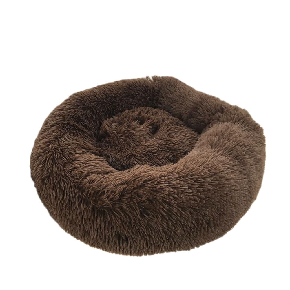 YOUCAI Puppy Bed for Medium Small Dogs Cats Non-Slip Bottom Fluffy Calming Kitten Bed for Small Dog and Puppy Plush Cuddler Pet Bed Round Plush Dog Bed,Coffee,120cm — image 1