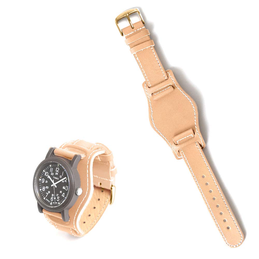 Japanese BUND Watch Strap 24mm Tochigi Nume Leather Pilot Gold Buckle Japan
