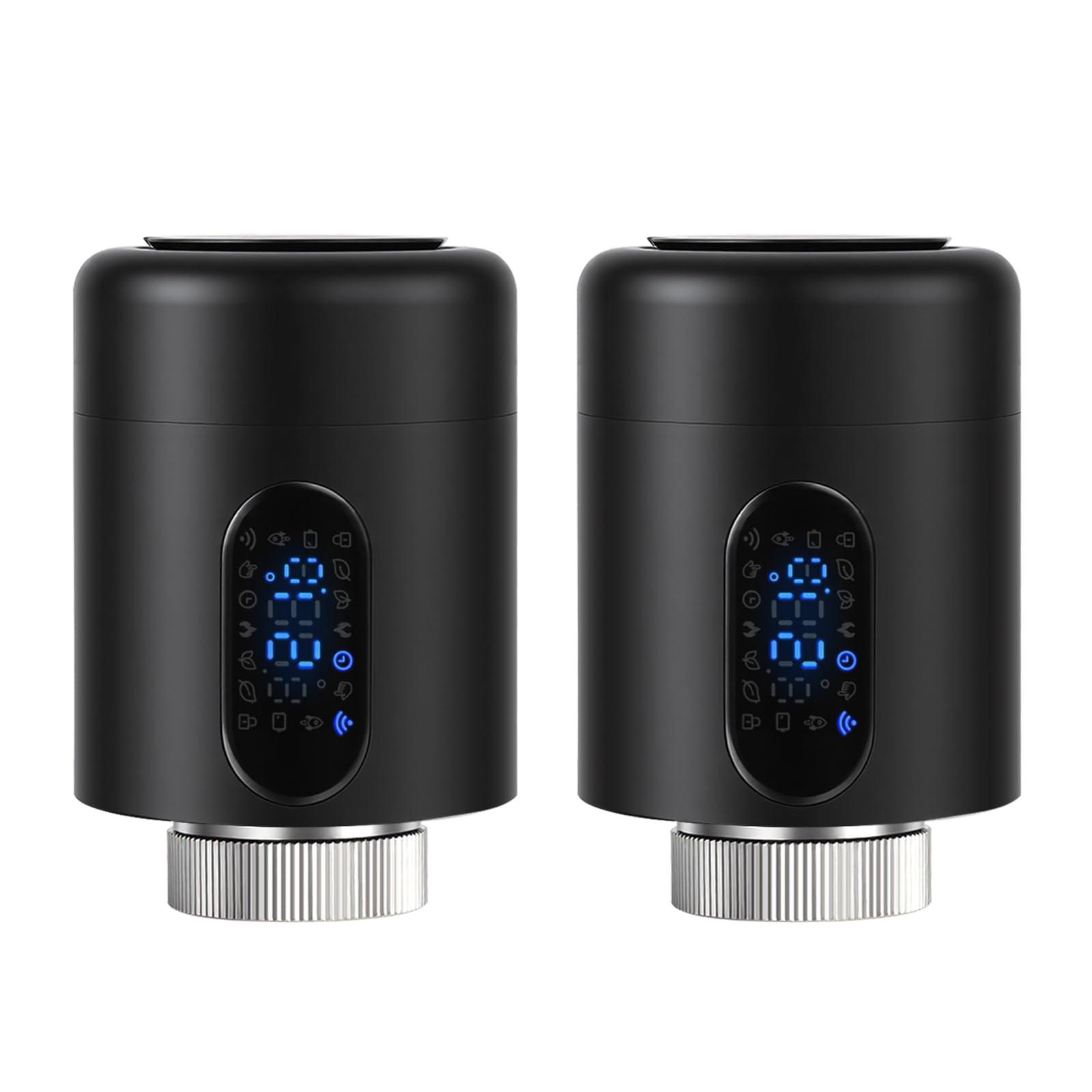 Lot de 2 thermostats de radiateur par application hebdomadaire Noir