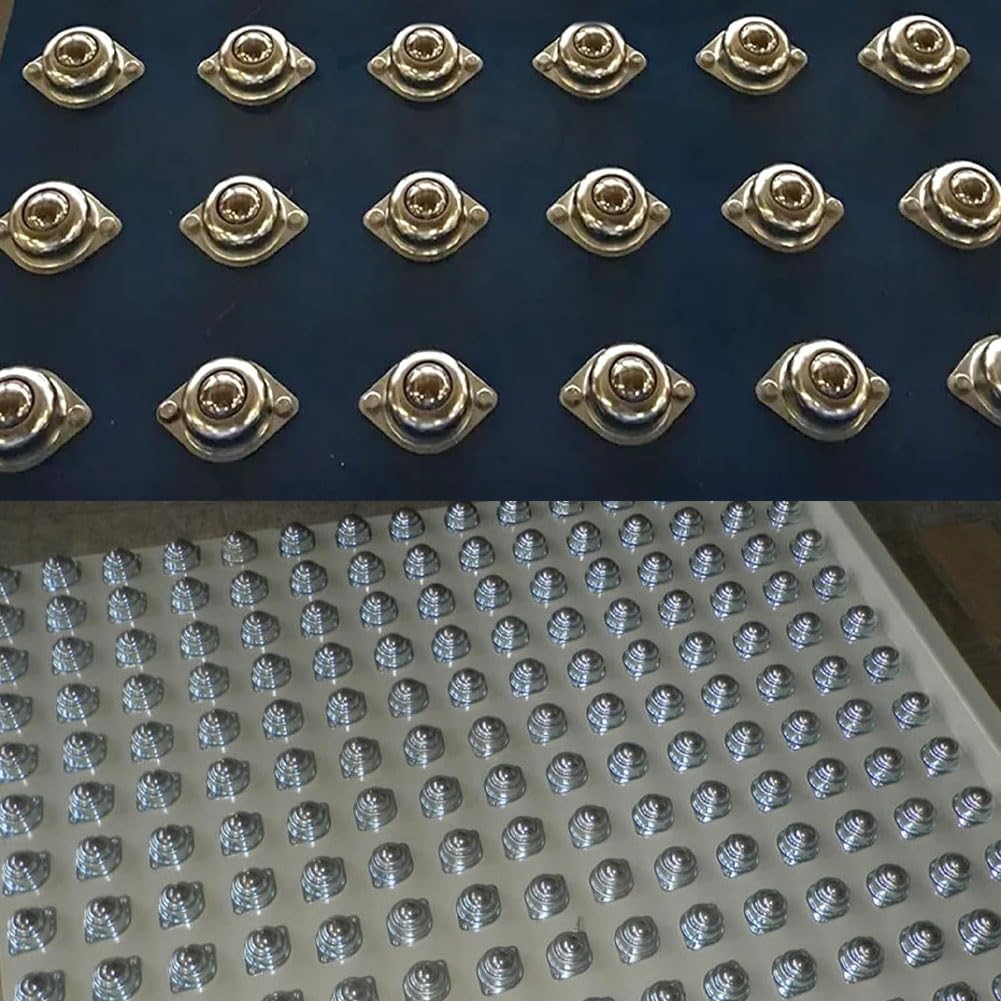 LightBeacon 8 Pièces Roulettes de Transfert, Transfert à Billes Roulettes, Roulements à Rouleaux Coniques, Rouleaux à Billes Plats à 360 Degrés avec M4*16mm Vis pour Chariots Etagères