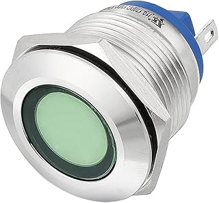 Aexit J19-170P DC12V Lighting fixtures and controls 19mm Thread Dia Metal Shell Flat Head Green LED Signal Indicator Light