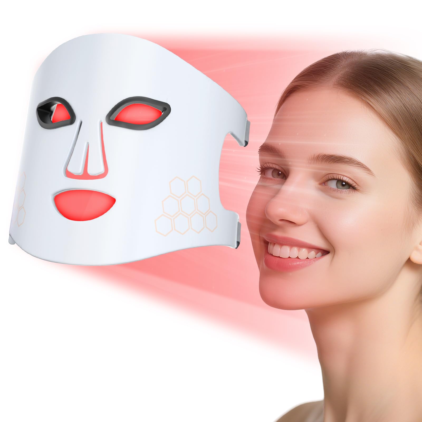 Professional Red Light Therapy Mask for Face - 4-in-1 LED Facial Rejuvenation Device with 660nm Red Light 850nm