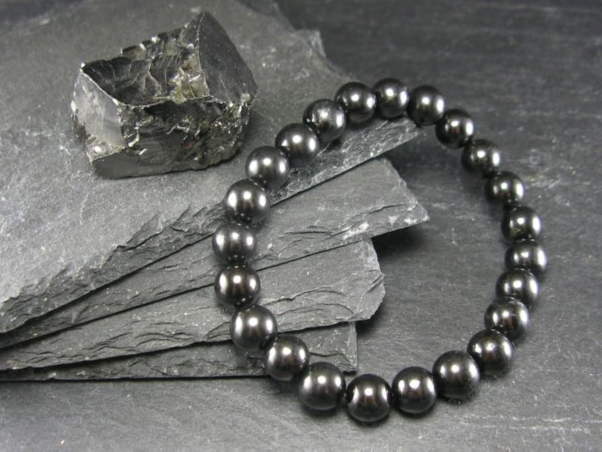 Unisex Natural Shungite 8mm Stretchable Bracelet