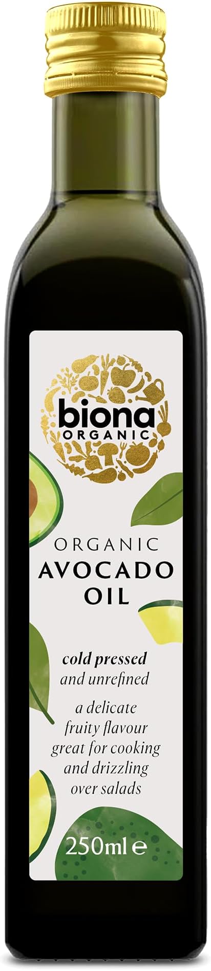 Biona Organic Avocado Oil, 250ml - Pressed From Organically Grown Avocados - Cold-Pressed and Unrefined - Delicate Fruity Flavour - For Everyday Cooking and Salads