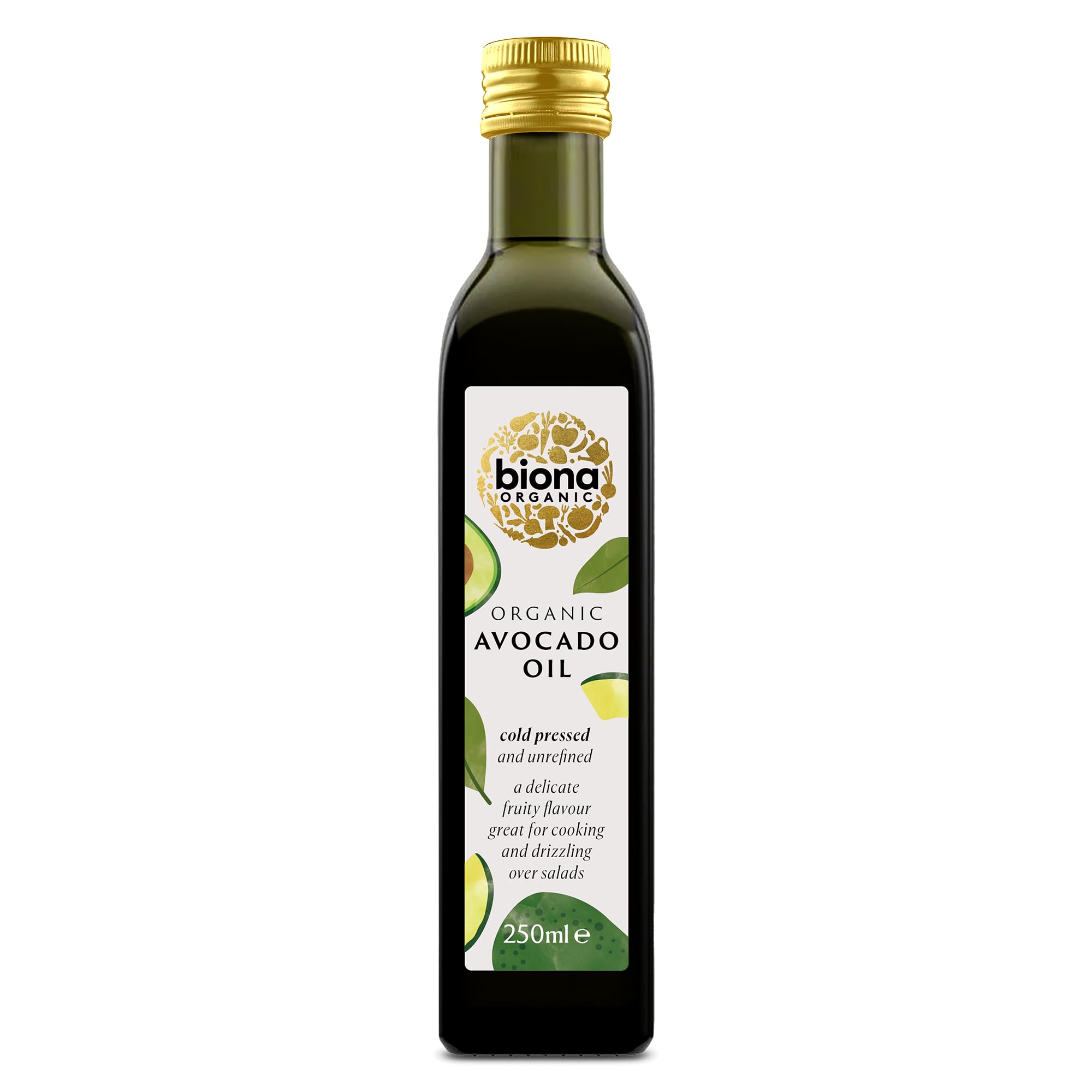 Biona Organic Avocado Oil, 250ml - Pressed From Organically Grown Avocados - Cold-Pressed and Unrefined - Delicate Fruity Flavour - For Everyday Cooking and Salads