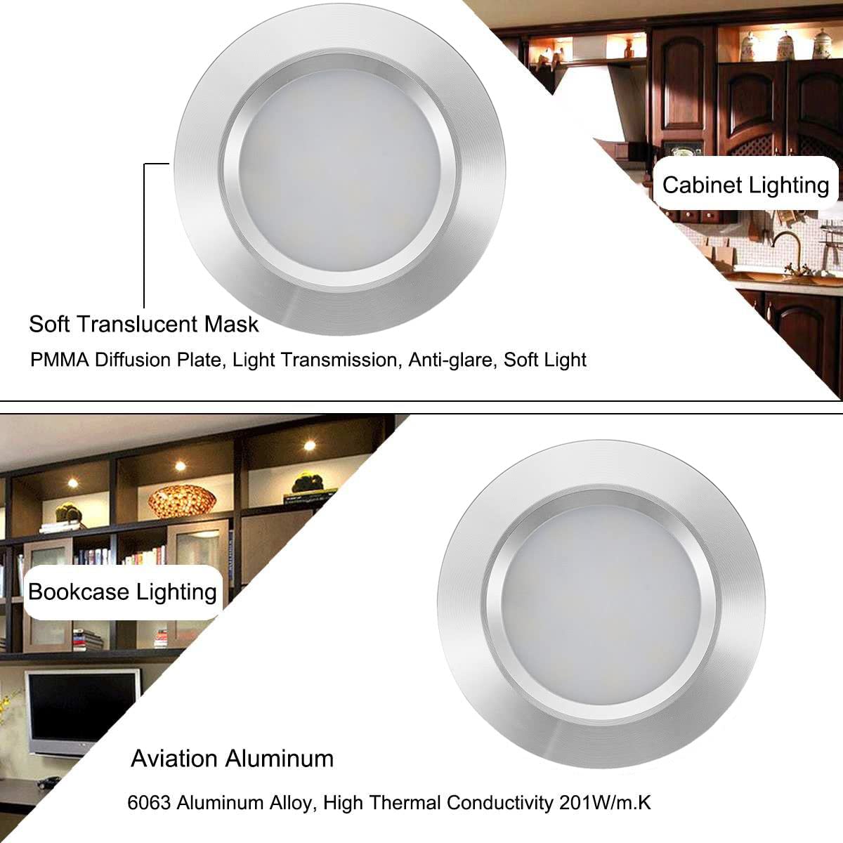 JUTTAUTO 6 Stück 12V LED Innenstrahler Campingwagen Deckenlampe Deckenlampe Dimmbar mit Fernbedienung Campingmobil Beleuchtung für T4 T5 Wohnmobil Wohnwagen Boot Yacht