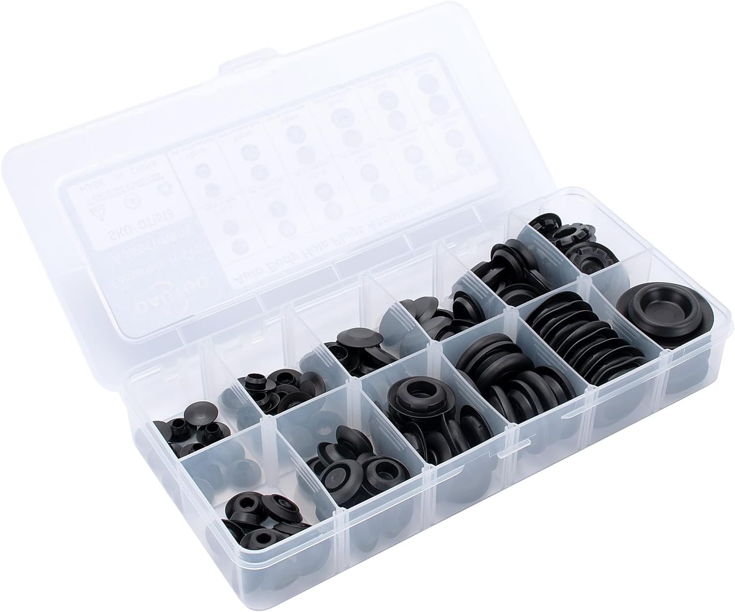 OAUTOO 110pcs Auto Body Sheet Metal Hole Plugs Assortment Flush Mount Black Plastic Hole Plugs Kit