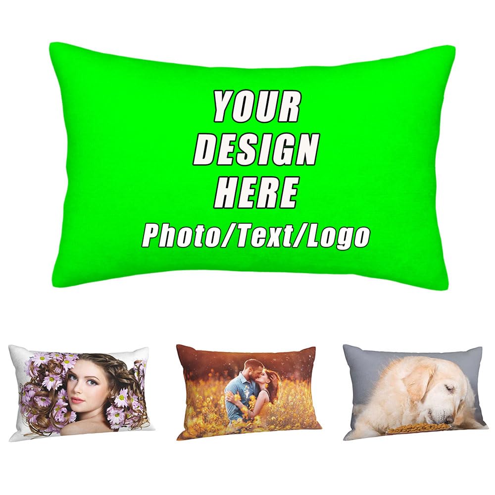 CLOAZKU Custom Pillowcase with Photo Text Logo, Customized Rectangular Throw Pillow Cases, Personalized Gifts for Lover, Couple, Man Woman Friend,