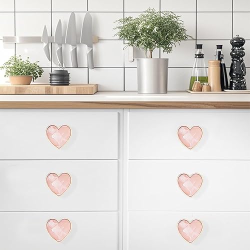 Miniatura 9 de 6 pomos de latón para cajones, tiradores de cajones dorados en forma de corazón, adecuados para cajones de baño, manijas de puerta de cocina,