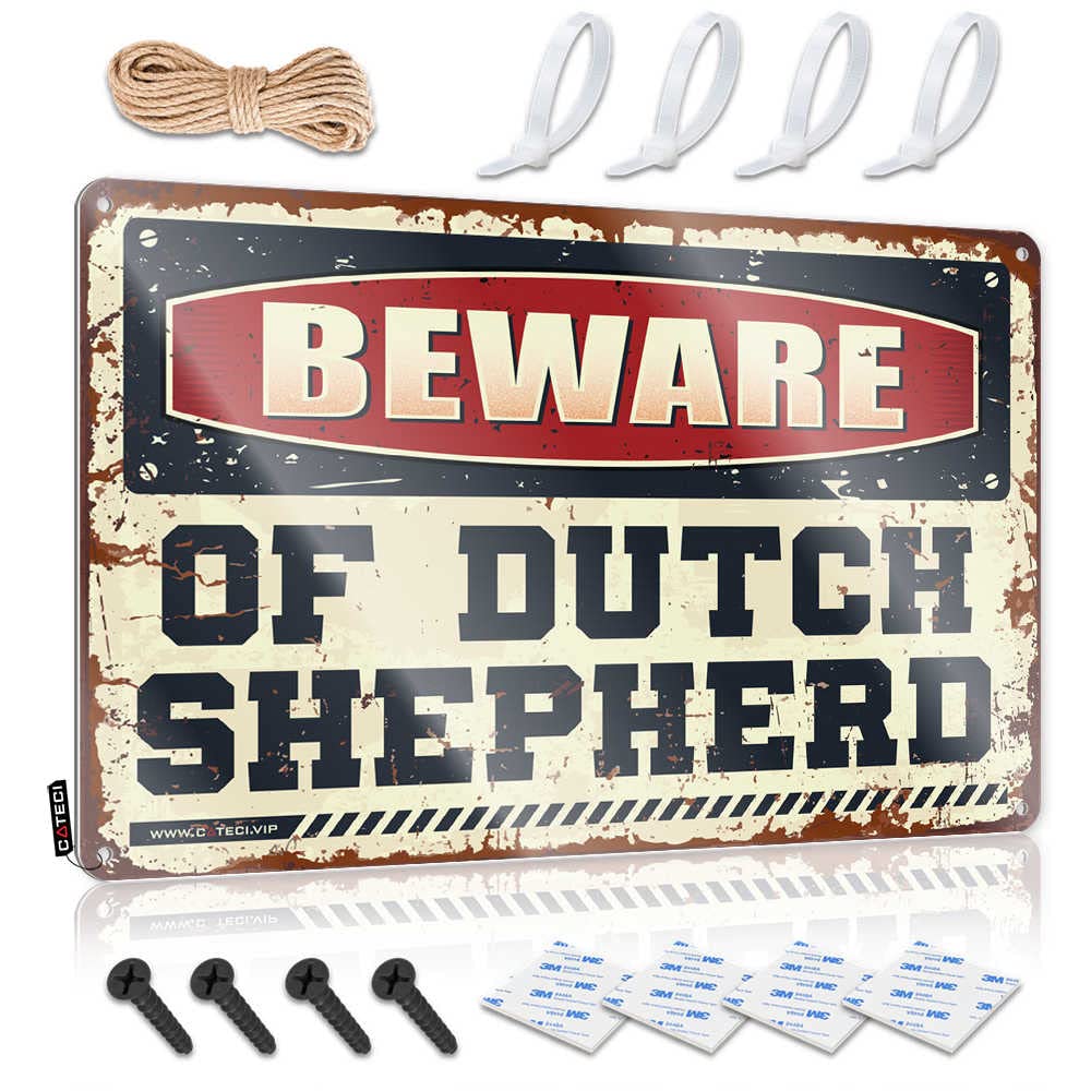 Mwfkkaddb Men's One Color Gaming Metal Tin Decor Beware Of Dutch Shepherd Sign Coffee Tin Sign Adult Signs For Man Cave(30X40cm)