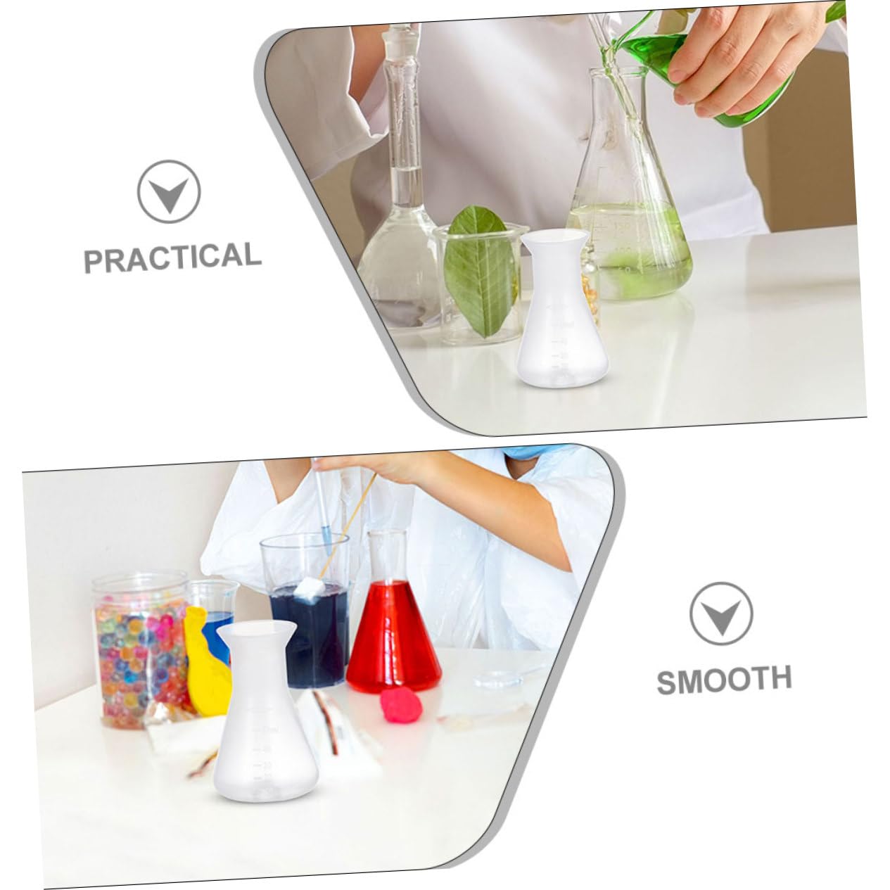 40 Piezas matraz de laboratorio matraz científico matraz de ciencia botella taperwear Frasco de plástico experimento matraz de plastico matraces cónicos de ciencia páginas