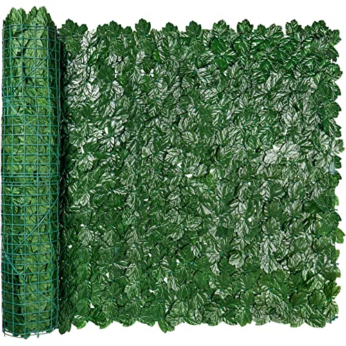 iCover Artificial Ivy Privacy Screen for Fence, 39x118in Strengthened Joint Prevent Leaves Falling Off, Faux Hedge Panels Greenery Vines, Decorative Fences for Outdoor Garden