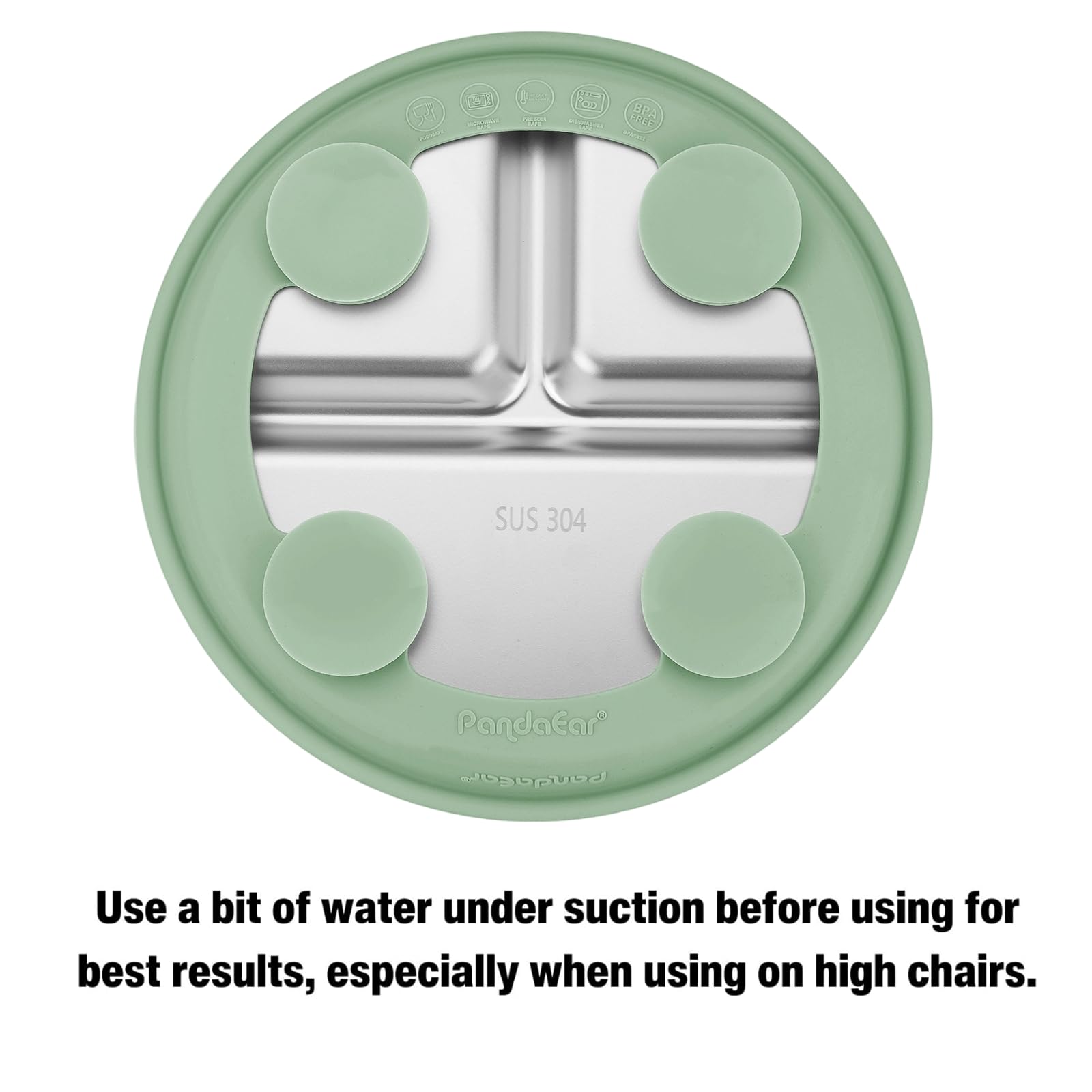 PandaEar Lot De 2 Assiettes Bébé En Acier Inoxydable Avec Ventouse Et 2 Cuillères, Set D’Alimentation Pour Bébé Et Tout-Petit, Assiettes Compartimentées Pour La DME, Sans BPA (Bleu/Vert)