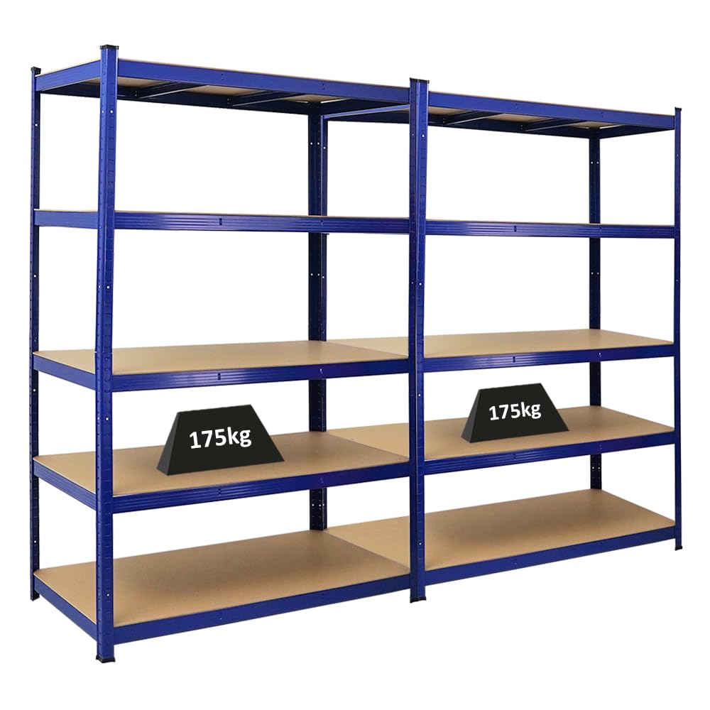 PROREGAL Mega Deal 2X Schwerlastregal Taurus Blau 180x120x60cm mit Fachlast 175kg Kellerregal, Steckregal, Garagenregal, Lagerregal