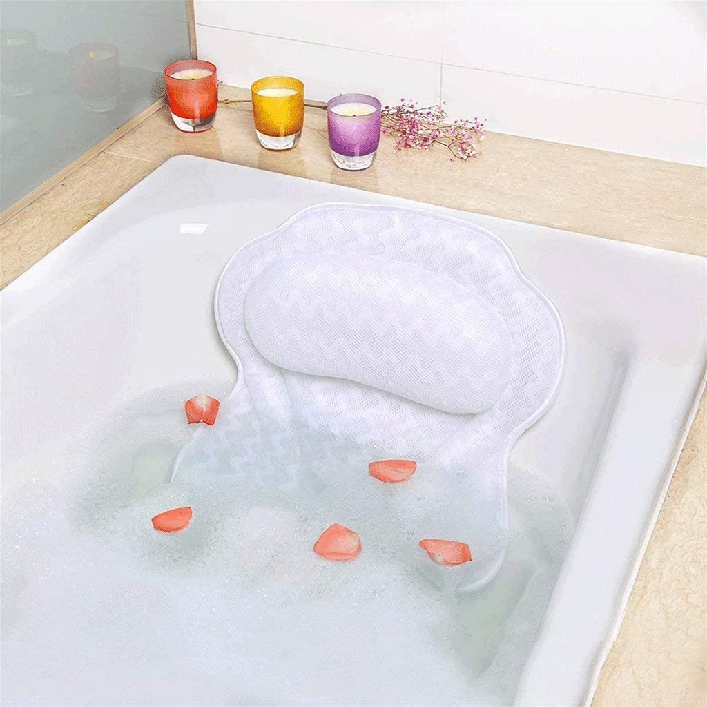 Almohada de SPA Lujo: Ergonómica con Tecnología de Malla de Aire 3D y Ventosas para Soporte Cabeza, Espalda, Hombros y Cuello en Bañera, Jacuzzi y SPA Doméstico