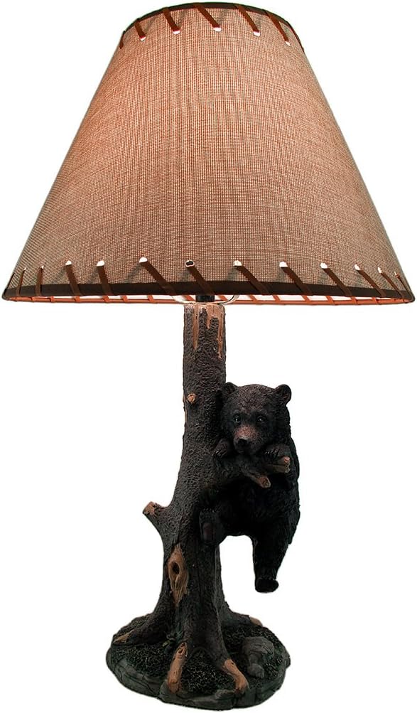Rustic Black Bear Hanging in a Tree Table Lamp