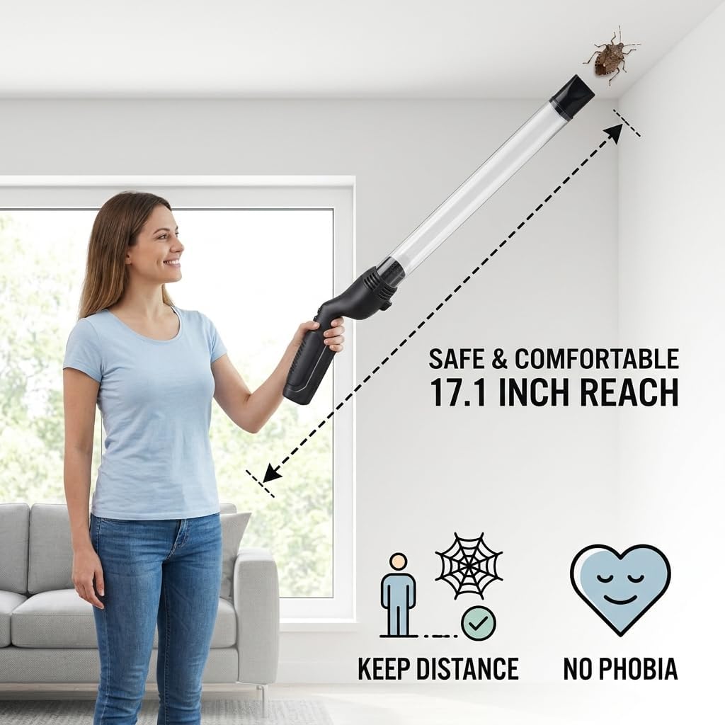 2026 Vacuum Bug Catcher Spider Vacuum Catcher,Handheld Bug Suction Trap with LED Light,Secure for Kids & Adults,Pest Control for Spiders,Stink Bugs,Moth,Cockroaches & Ants