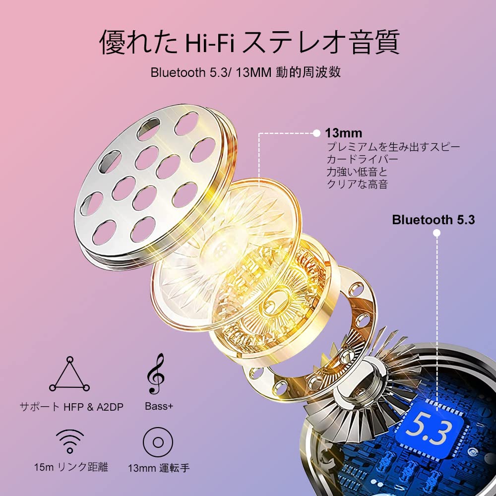新品未使用！Bluetooth5.3フルワイヤレスイヤホン Amazon.co.jp: Bluetooth5.3 ワイヤレスイヤホン 空気伝導 耳を