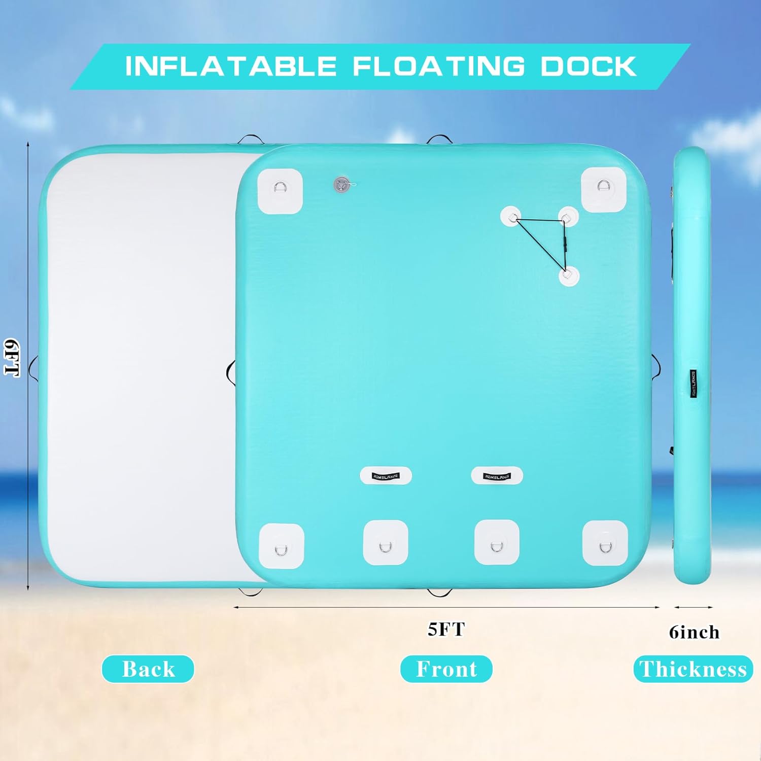 Inflatable Floating Dock, Swim Platform Floating Island Raft, Large Air Mat Inflatable Water Pad with None-Slip Surface for Lake Pool Beach Ocean