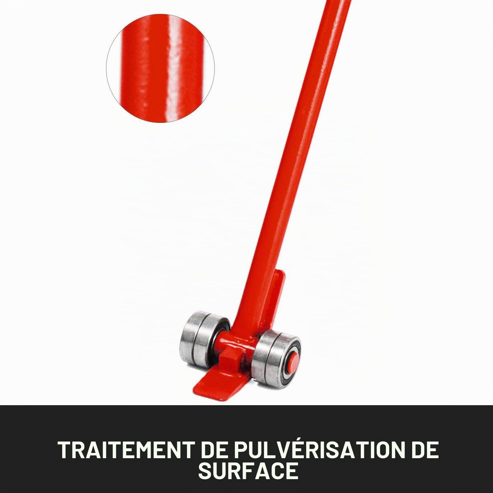 VEVOR Lève Meuble Lourd 3 T Barre de Levier Acier sur Roulettes Barre de Levage Grande Capacité Charge avec Manche Ergonomique 1,5 m Longueur Totale 1,6 m Léger Portable pour Soulever Charges Lourdes