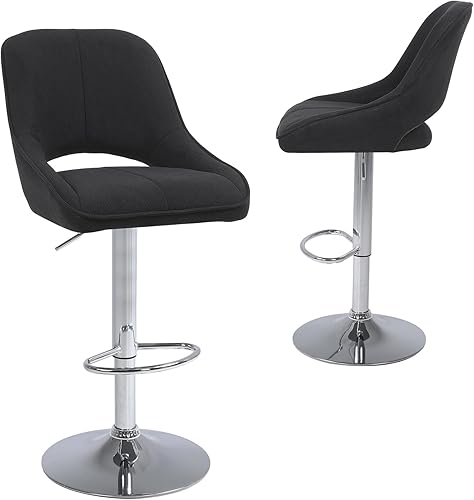 Taburetes de bar modernos, juego de 2 taburetes de bar ajustables, taburetes de bar tapizados con respaldo hueco, sillas de isla de cocina con base