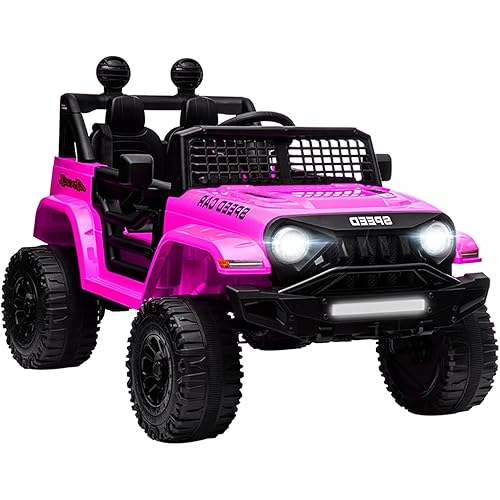 12V Ride On Car, Electric Car for Kids, 12V Ride on Toys, Kids Cars with 3 Speeds Adjustable w/Bluetooth, Parent Remote Control, Spring Suspension, AUX Port-Pink