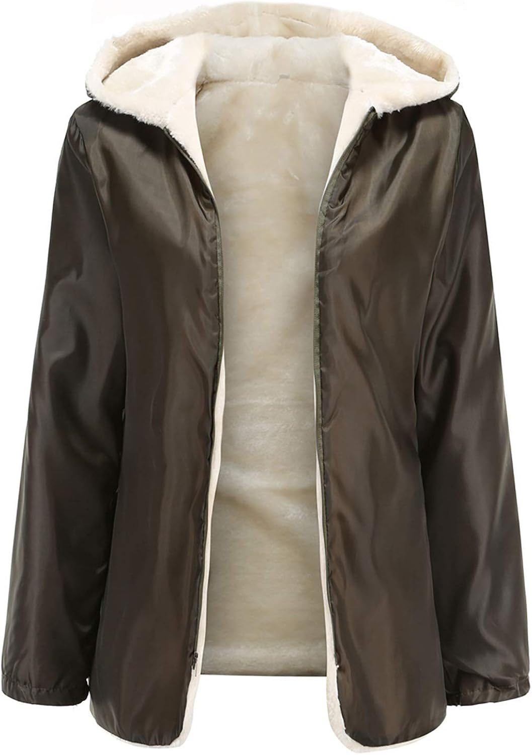 Women Winter Warm Overcoat for Women’S Faux Fur Lining Coat Thick Windbreaker Jacket Snow Outdoor Hooded Outwear at  Women’s Clothing store