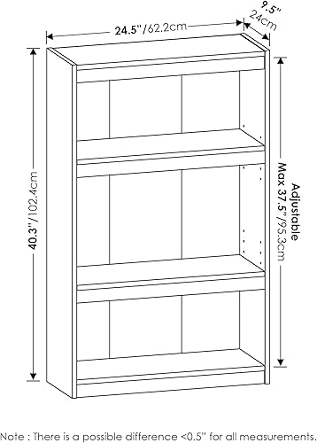 Miniatura 3 de Furinno Jaya Enhanced Home Estantería ajustable de 3 niveles, blanco