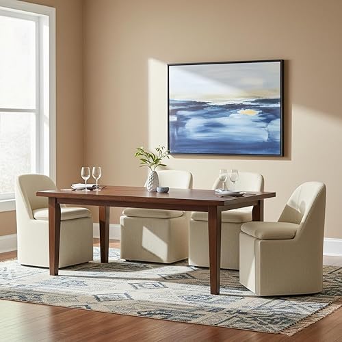 Miniatura 7 de Sillas de comedor tapizadas con ruedas, sillas de comedor modernas con funda lavable y cojín grueso para cocina, sala de estar, dormitorio, tela de