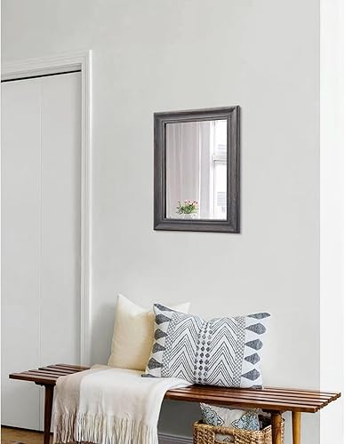 Vista 94 de Espejo de pared con marco de madera rústica, espejos colgantes rectangulares para pared, grande, decorativo para baño, dormitorio, granja, sala