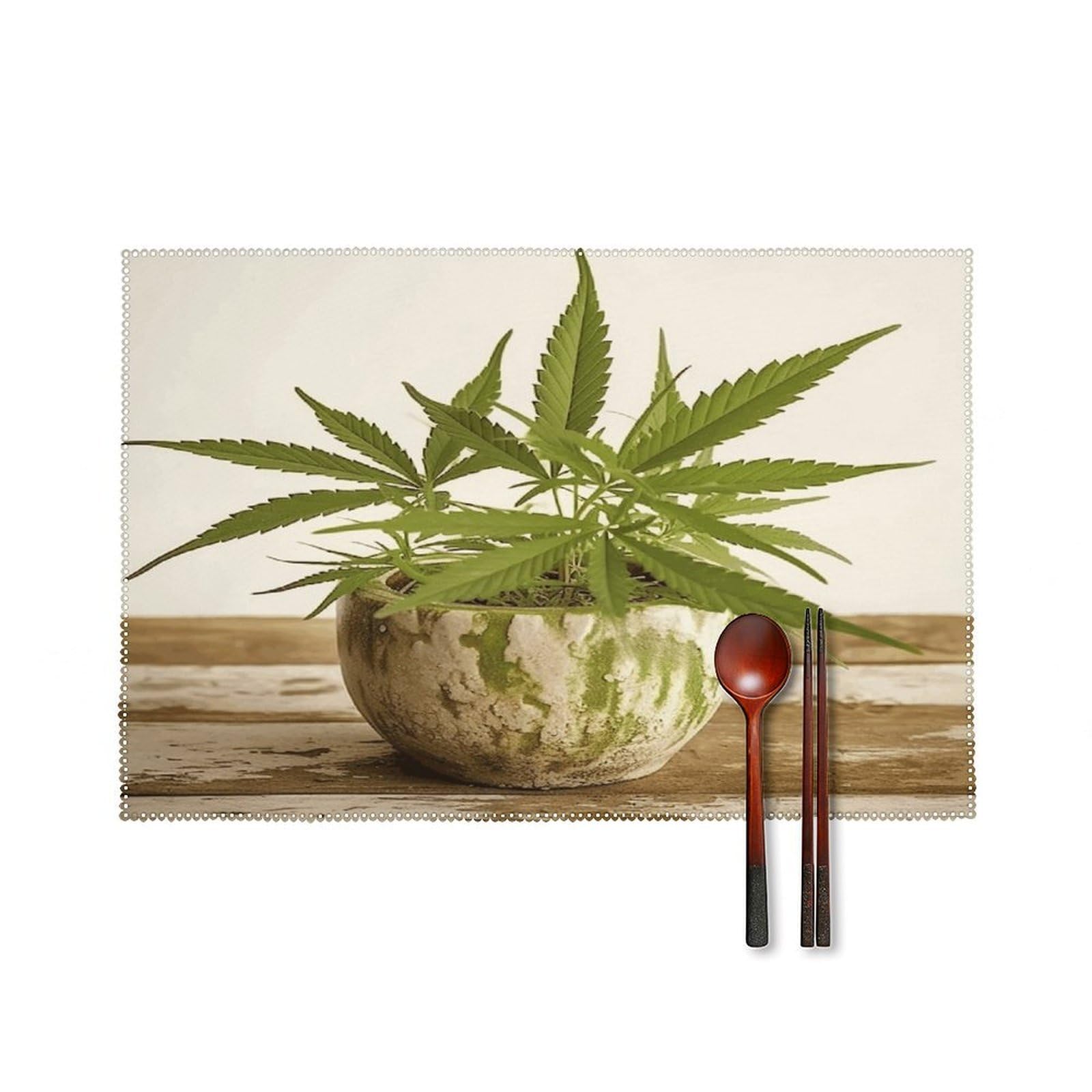 Fekiloot Style Grass Pot Leaf Placemats Set Of 6,Table Mat